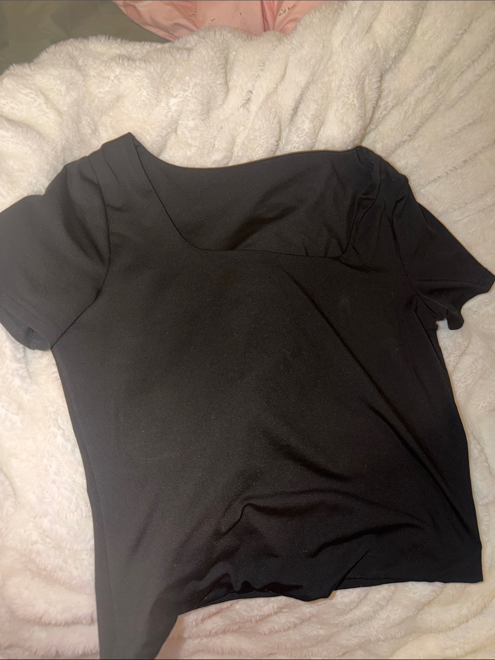 SHEIN Black Short-Sleeve Square Neck Top